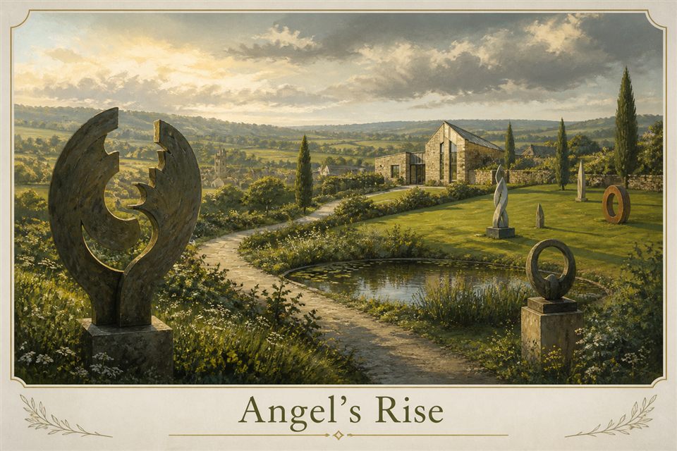 AI-generated fictional impression of Angel's Rise, created from the setting's story premise and themes