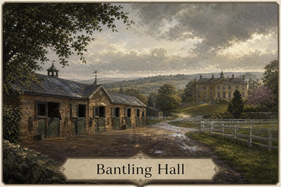 AI-generated fictional impression of Bantling Hall, created from the setting's story premise and themes