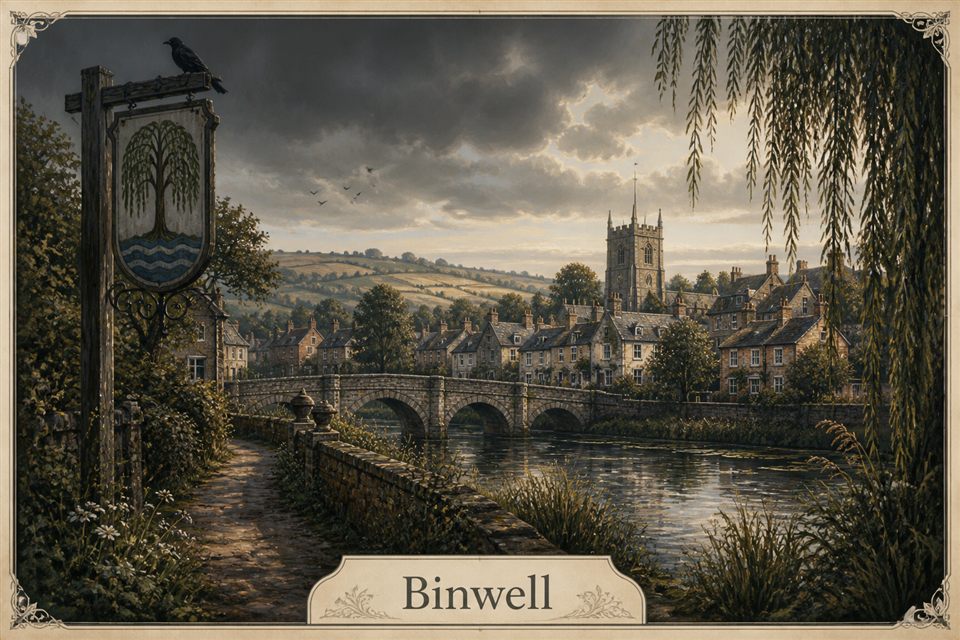 AI-generated fictional impression of Binwell, created from the setting's story premise and themes