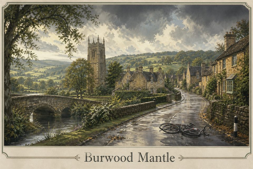 AI-generated fictional impression of Burwood Mantle, created from the setting's story premise and themes