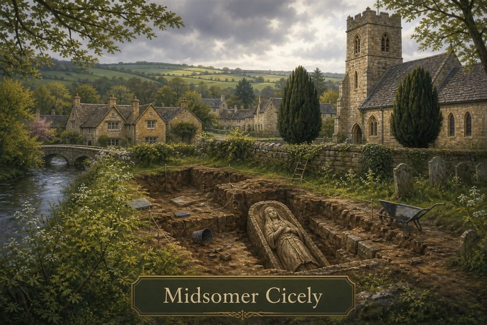AI-generated story interpretation of the fictional setting Midsomer Cicely