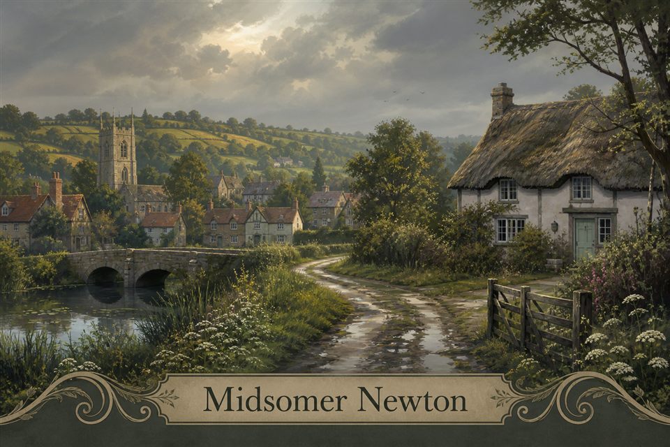 AI-generated story interpretation of the fictional setting Midsomer Newton