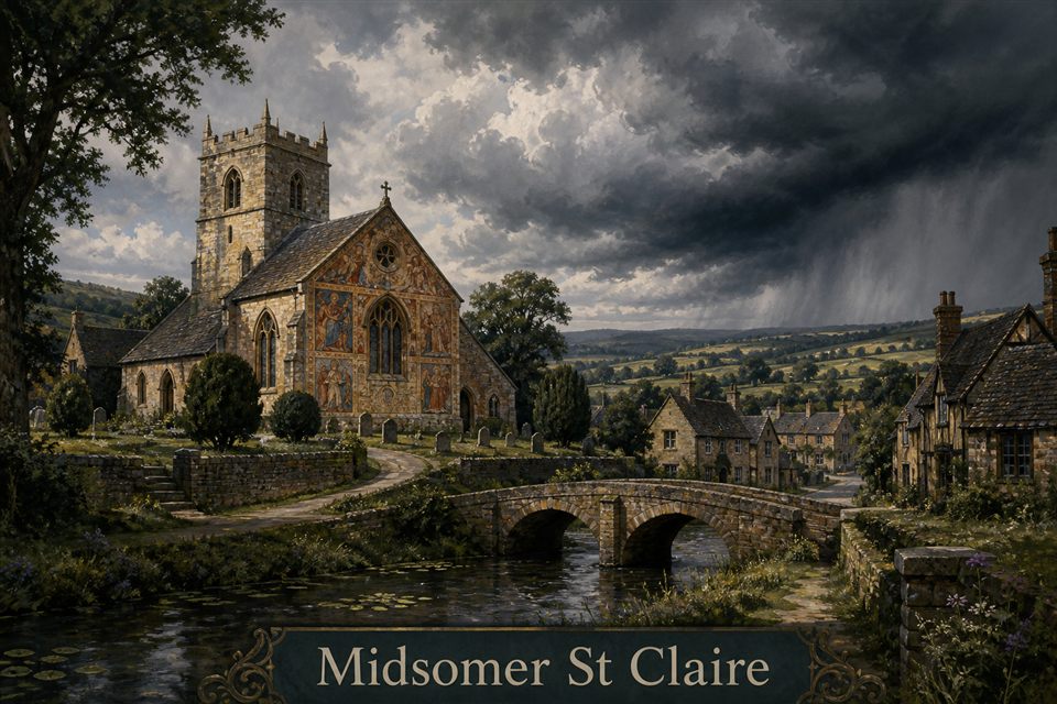 AI-generated story interpretation of the fictional setting Midsomer St Claire