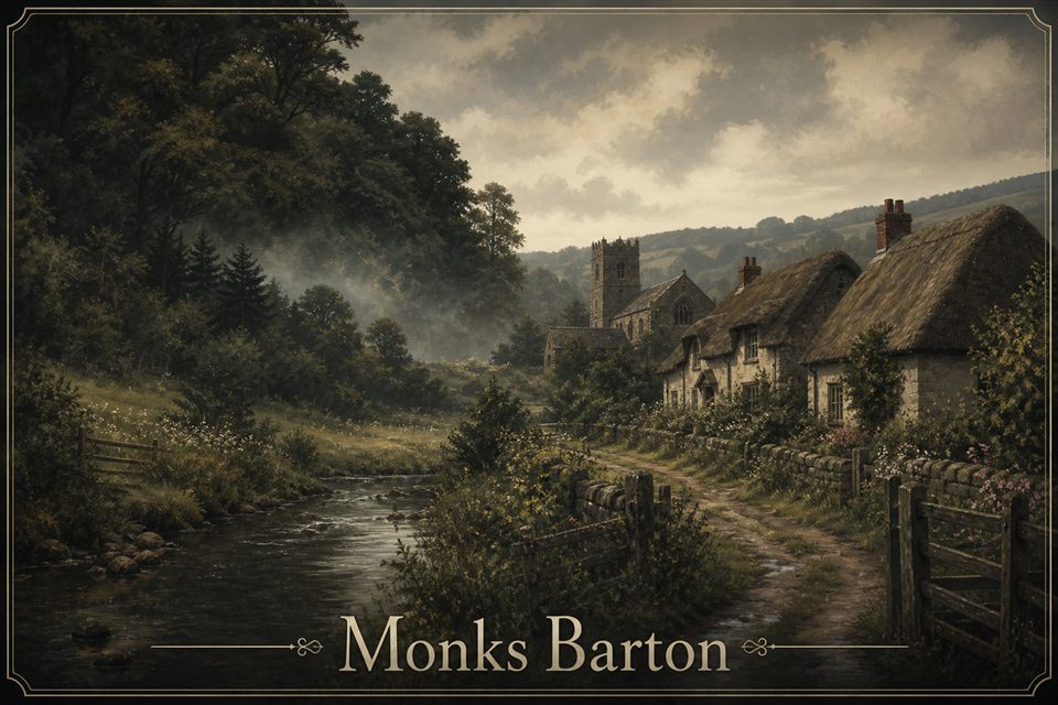 AI-generated story interpretation of the fictional setting Monks Barton