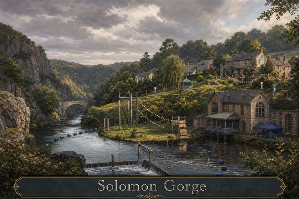 AI-generated story interpretation of the fictional setting Solomon Gorge