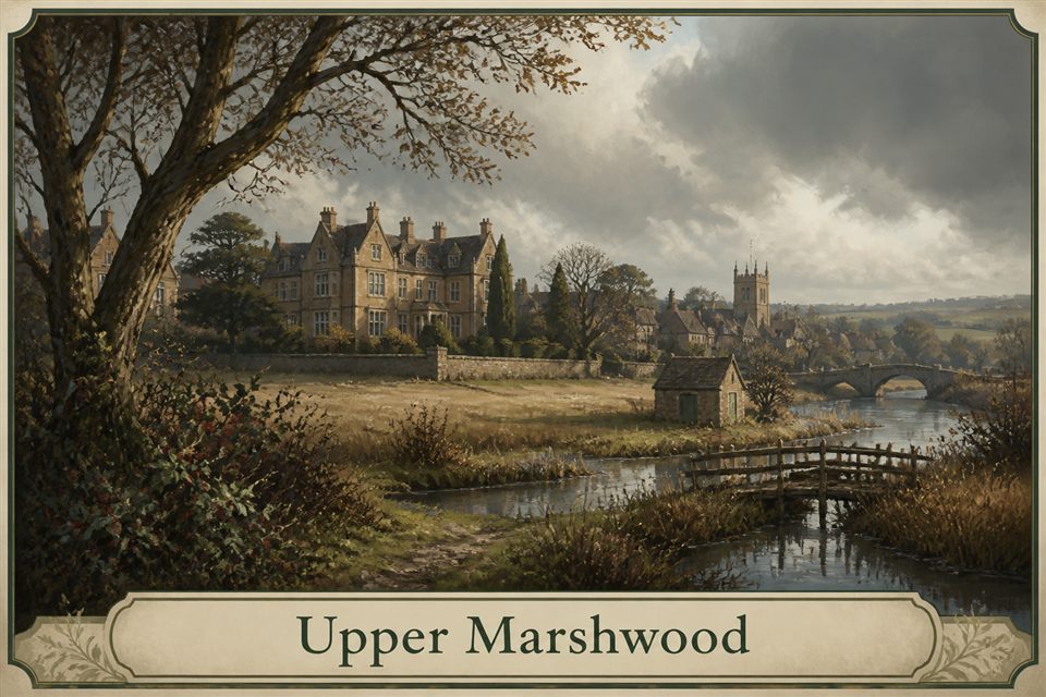 AI-generated story interpretation of the fictional setting Upper Marshwood