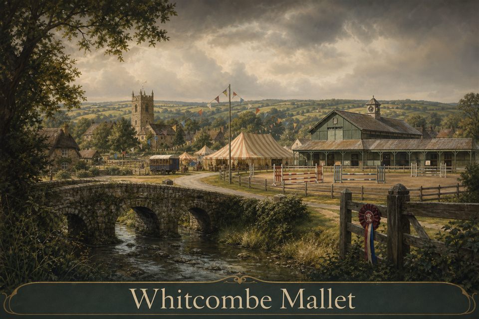 AI-generated story interpretation of the fictional setting Whitcombe Mallet